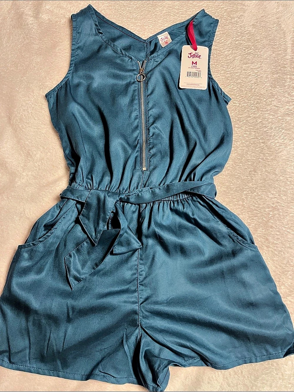 Justice Zip Front Romper Girls Medium Teal